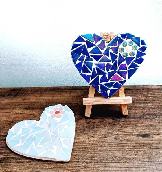 2 Iridescent Love Heart DIY Mosaic Kit, Craft Box