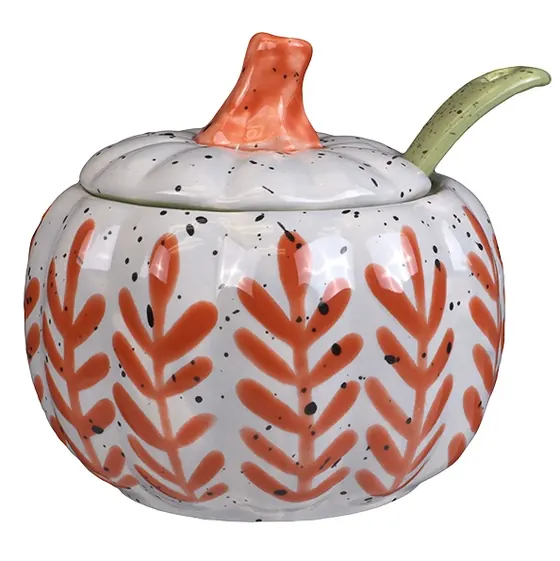Pumpkin Sugar Pot w/spoon