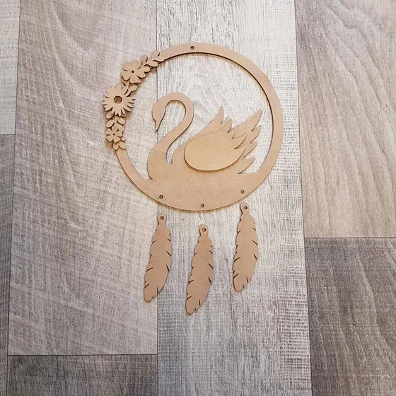 Dreamcatcher - Swan with flowers
