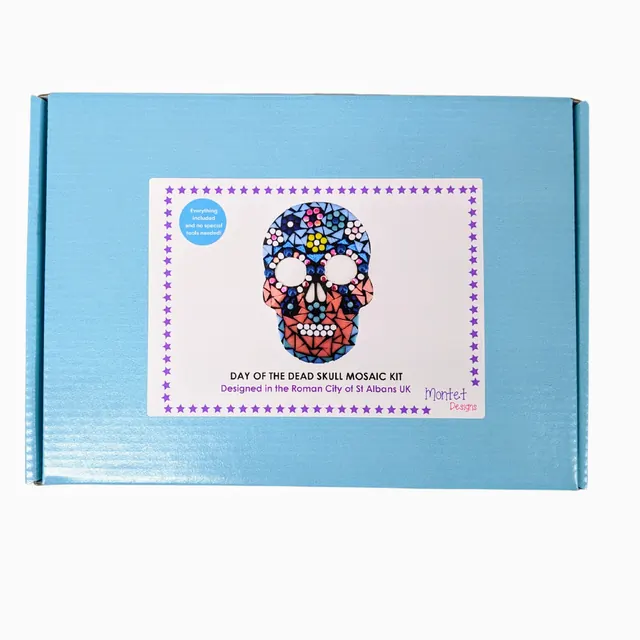 Day of the Dead Sugar Skull, DIY Mosaic Kit, Craft Box