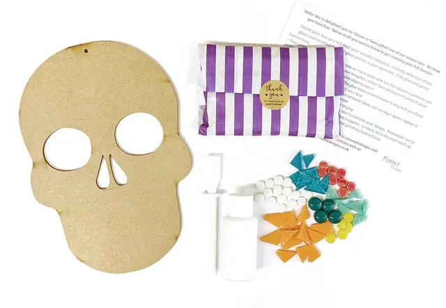 Day of the Dead Sugar Skull, DIY Mosaic Kit, Craft Box