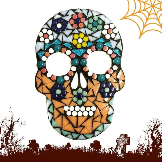 Day of the Dead Sugar Skull, DIY Mosaic Kit, Craft Box