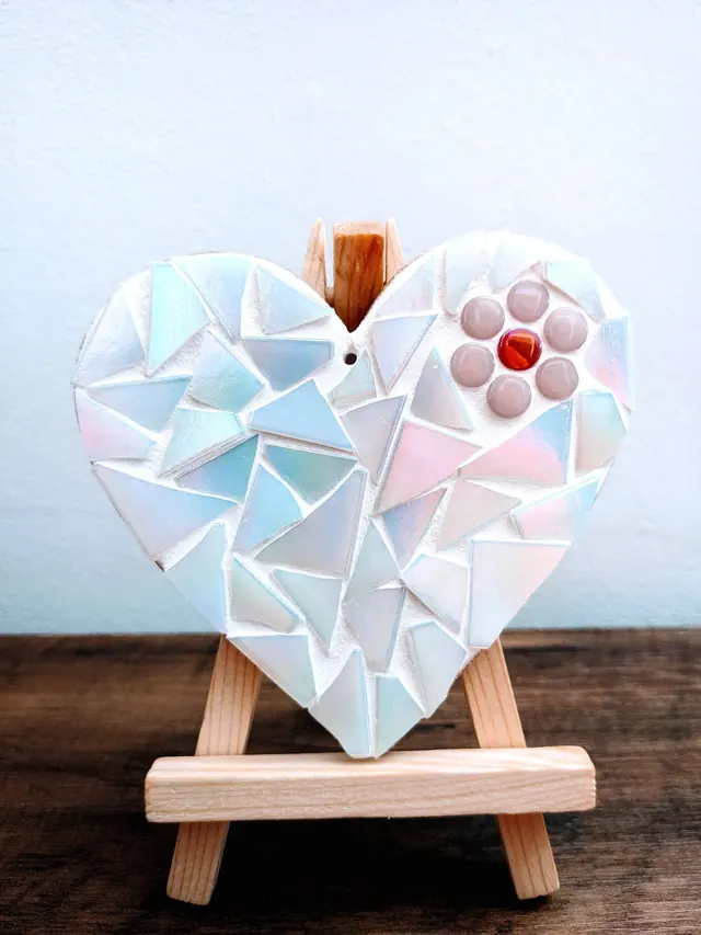2 Iridescent Love Heart DIY Mosaic Kit, Craft Box