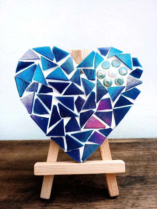 2 Iridescent Love Heart DIY Mosaic Kit, Craft Box