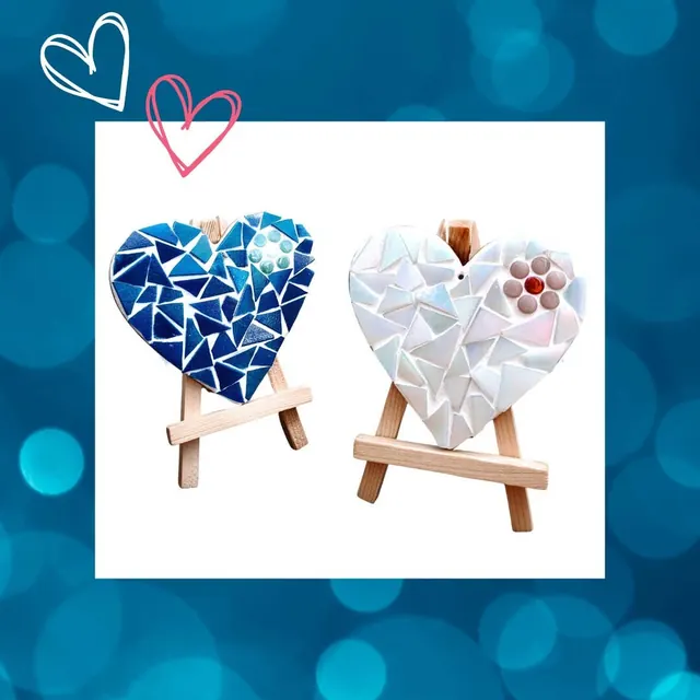 2 Iridescent Love Heart DIY Mosaic Kit, Craft Box